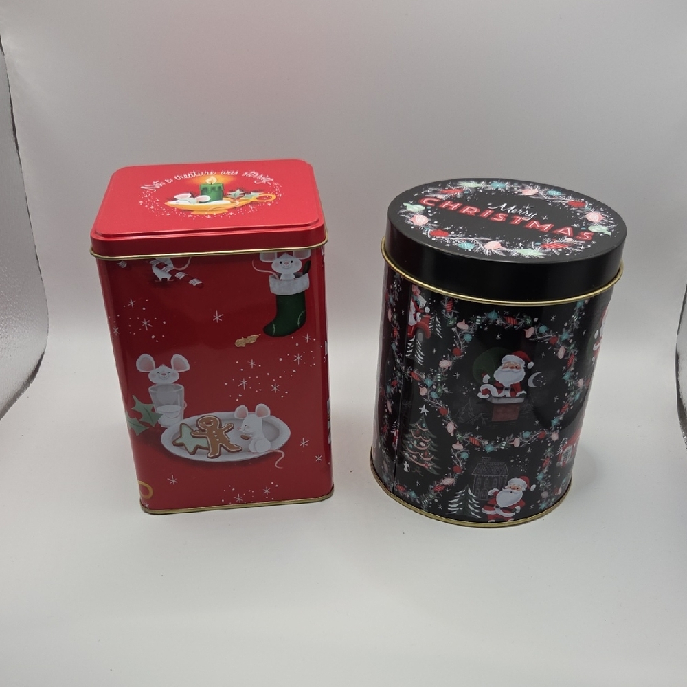Christmas Festive Holiday Tin Set - Red and Black
